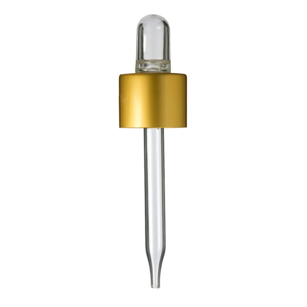 Aluminium Matte Golden  Glass Pipette Droppers for  Dropper Bottles